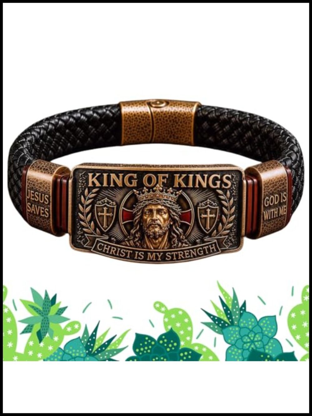 King of Kings Faith Bracelet for Men - Christian Jesus Wristband Gift